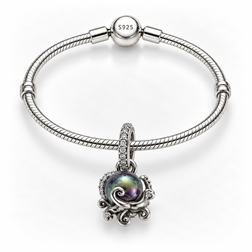 Charm Pulpo Tornasol Plata Ley .925