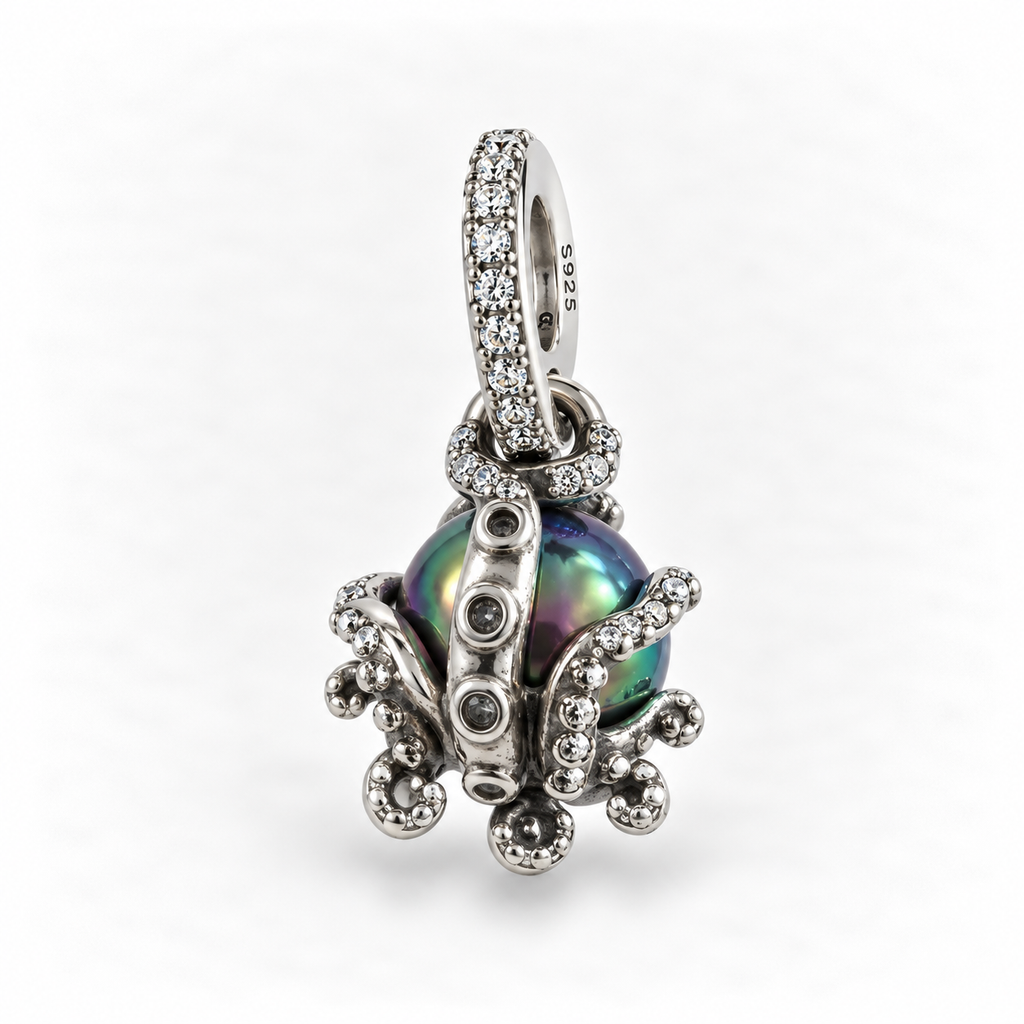 Charm Pulpo Tornasol Plata Ley .925