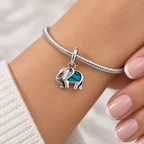 Charm Elefante Azul  Plata Ley .925