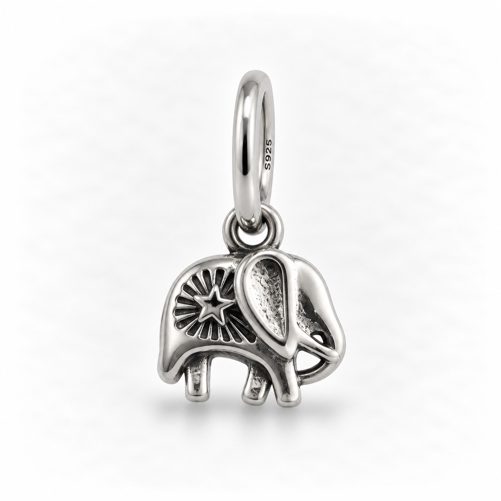 Charm Elefante Azul  Plata Ley .925
