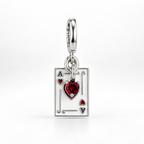 Charm Carta de As Con Corazon Rojo Plata Ley .925