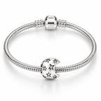 Charm Separador Luna Con Estrellas Plata Ley .925