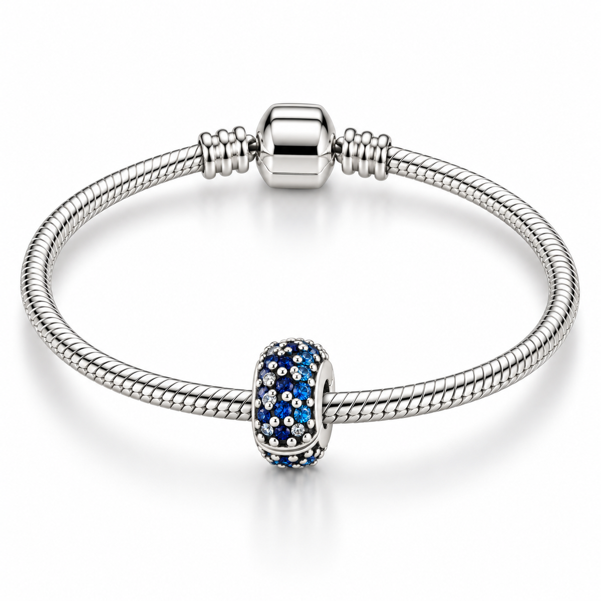 Charm Separador Piedras Azules   Plata Ley .925