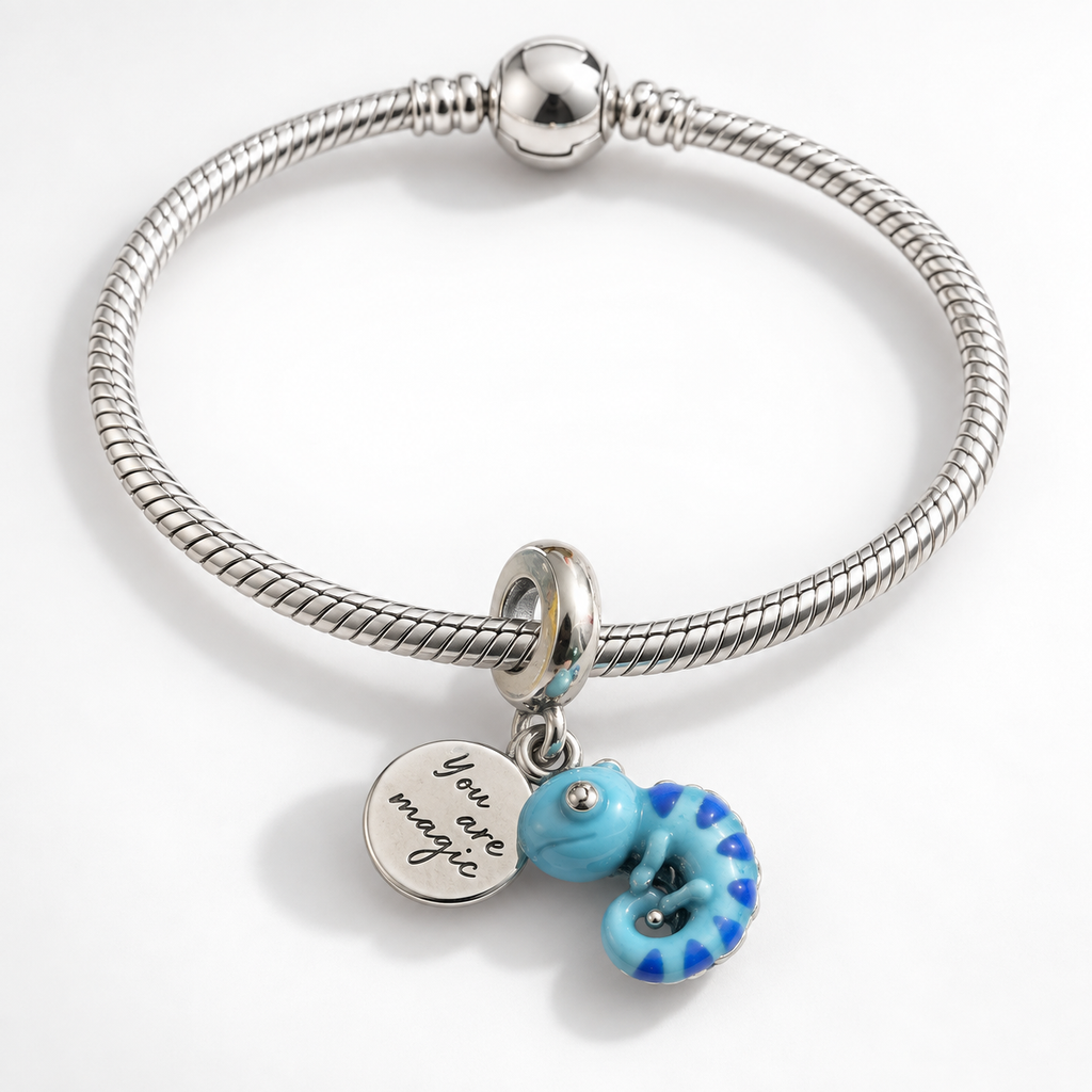Charm Camaleon Azul   Plata Ley .925