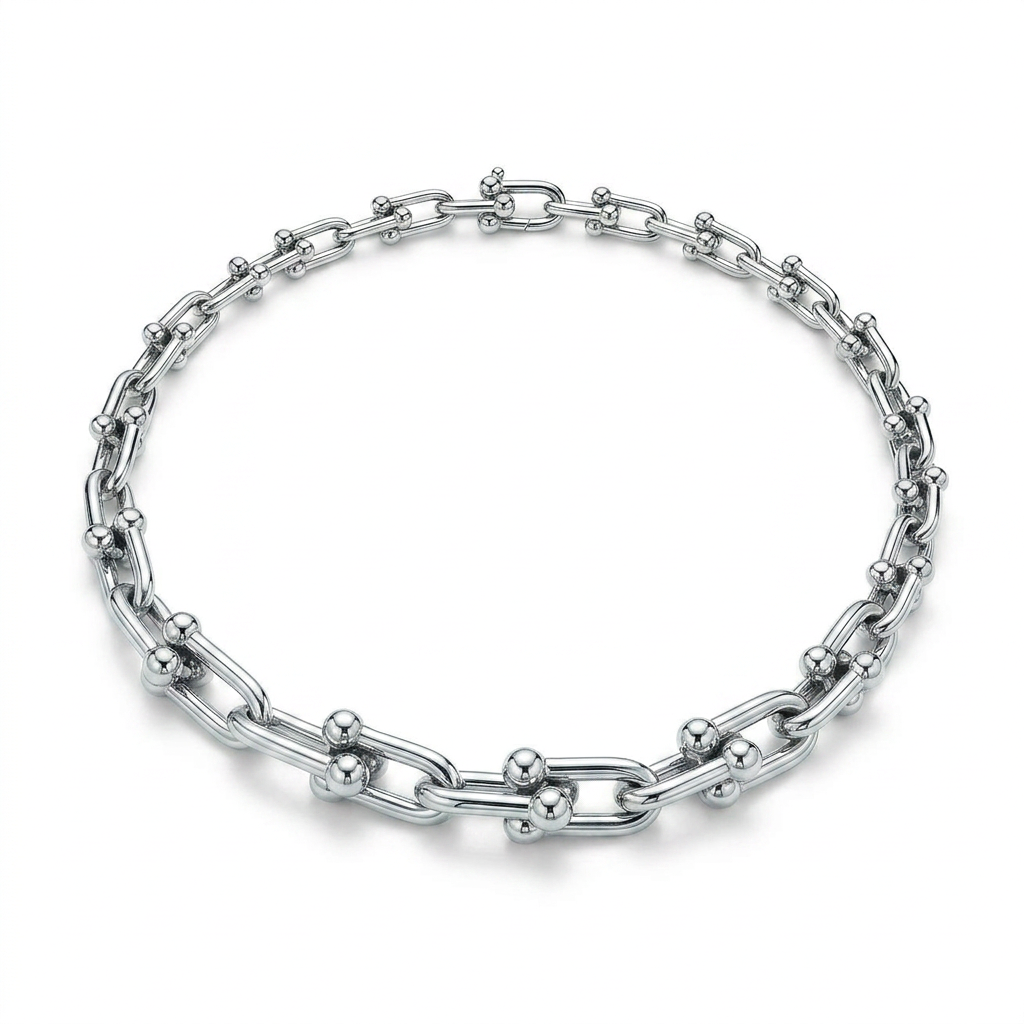 Collar Tiff Eslabones Hard Plateado