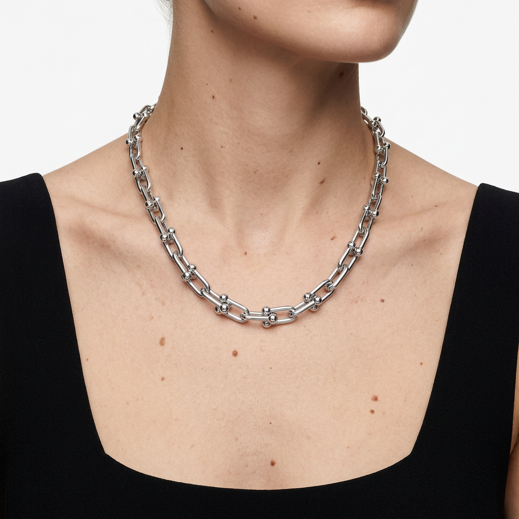 Collar Tiff Eslabones Hard Plateado