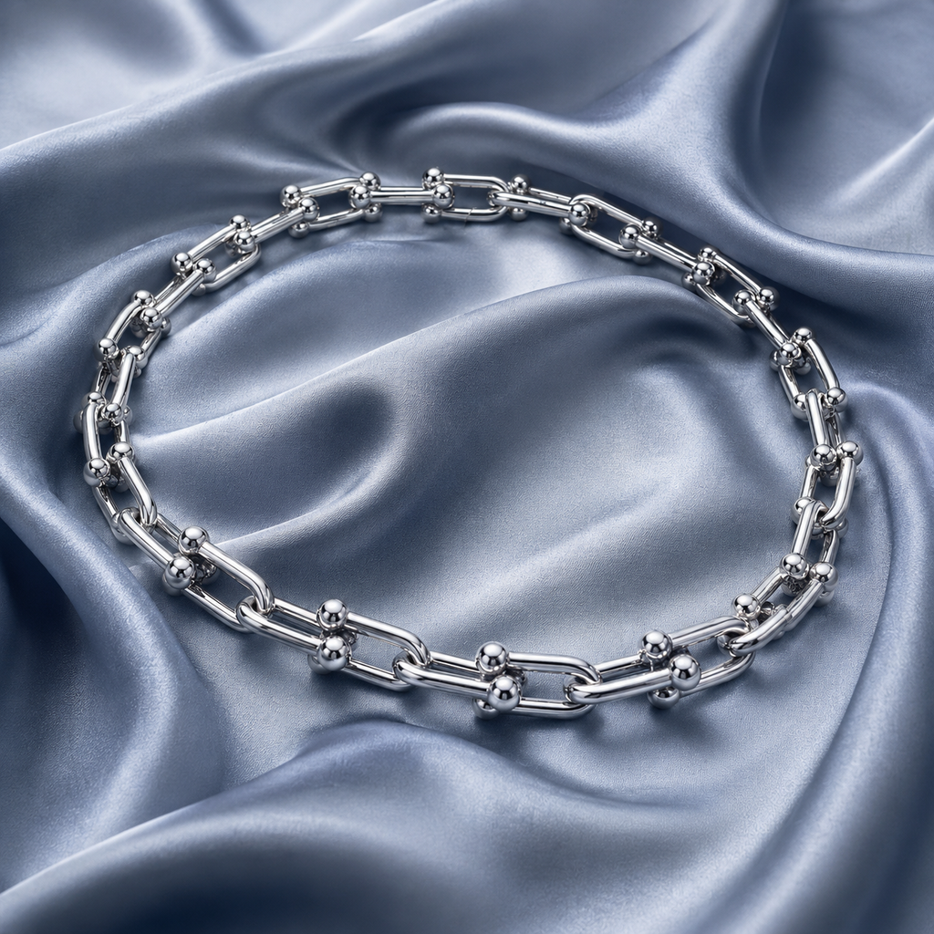 Collar Tiff Eslabones Hard Plateado