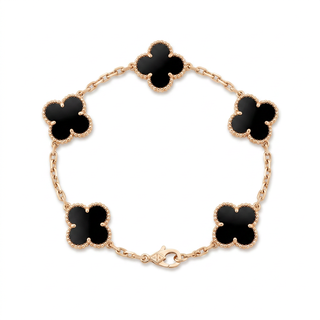 Pulsera Van Cl Negra Onix 5 Motivos