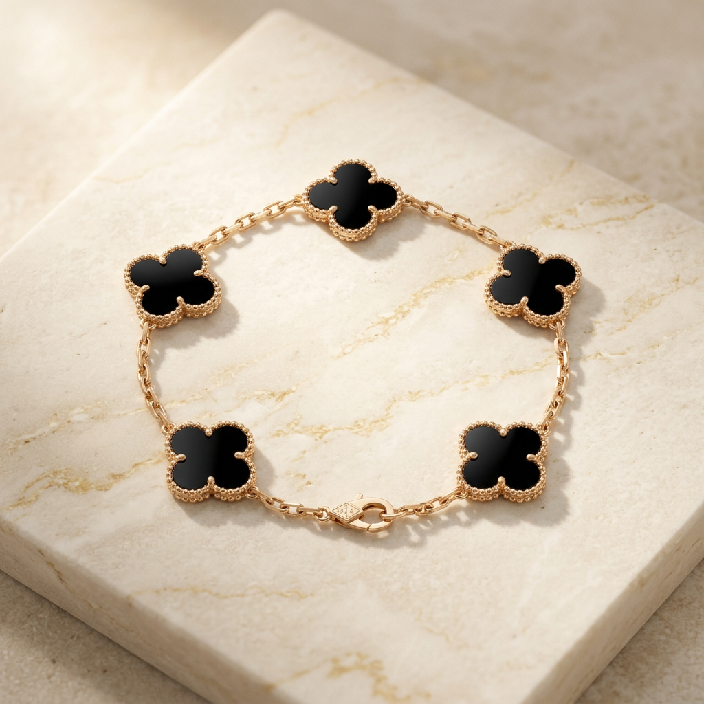Pulsera Van Cl Negra Onix 5 Motivos